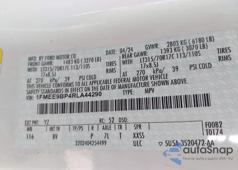 2024 Ford Bronco Badlands z USA, uszkodzony, nr VIN 1FMEE9BP4RLA44290